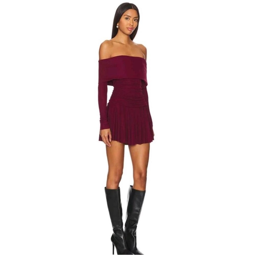 Camila Coelho Olesya Off-Shoulder Wine Dress- size small